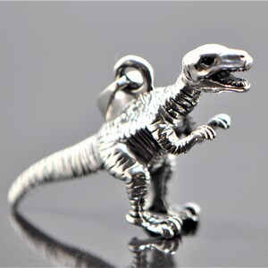 Dinosaur Pendant STERLING SILVER 925 Tyrannosaurus Rex T-Rex Black Onyx Eyes Exclusive Design