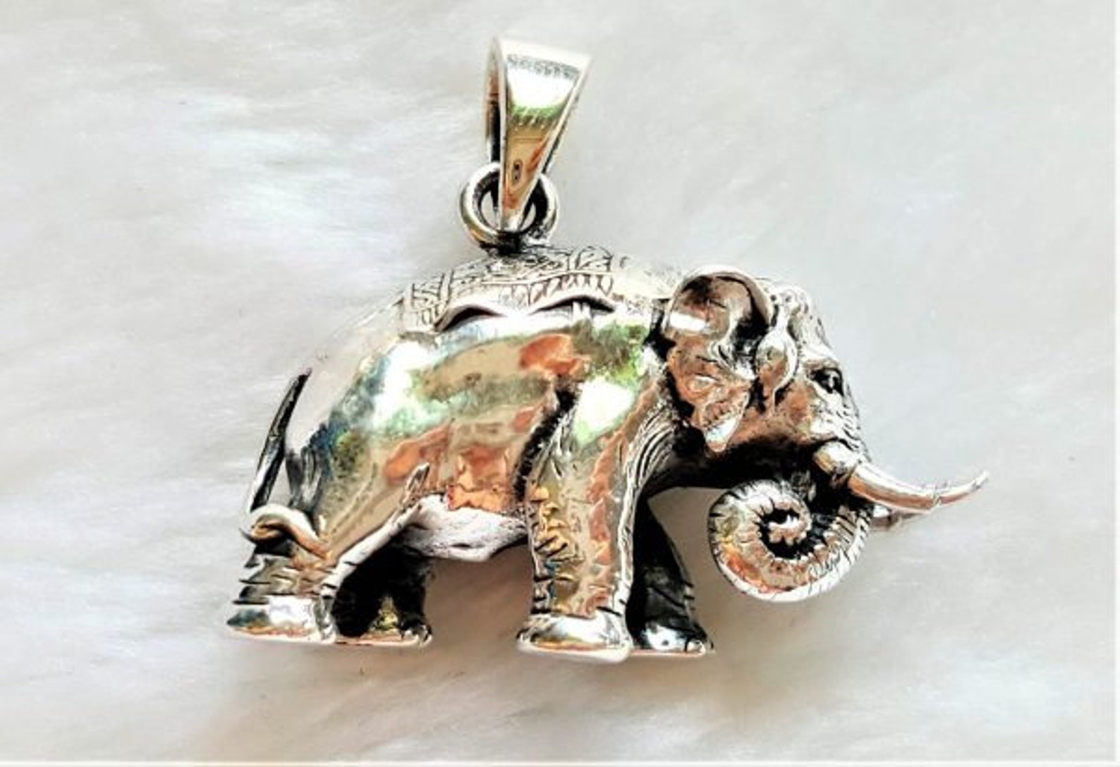 Elephant Pendant STERLING SILVER 925 Massive Animal Africa Etsy