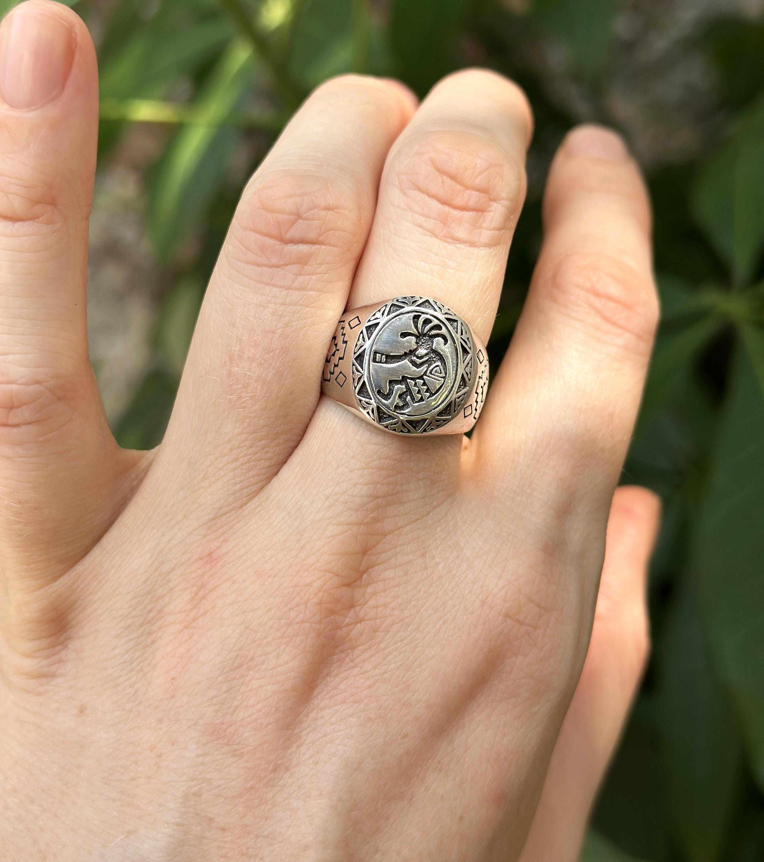 Kokopelli Ring 925 STERLING SILVER Fertility Deity Native American