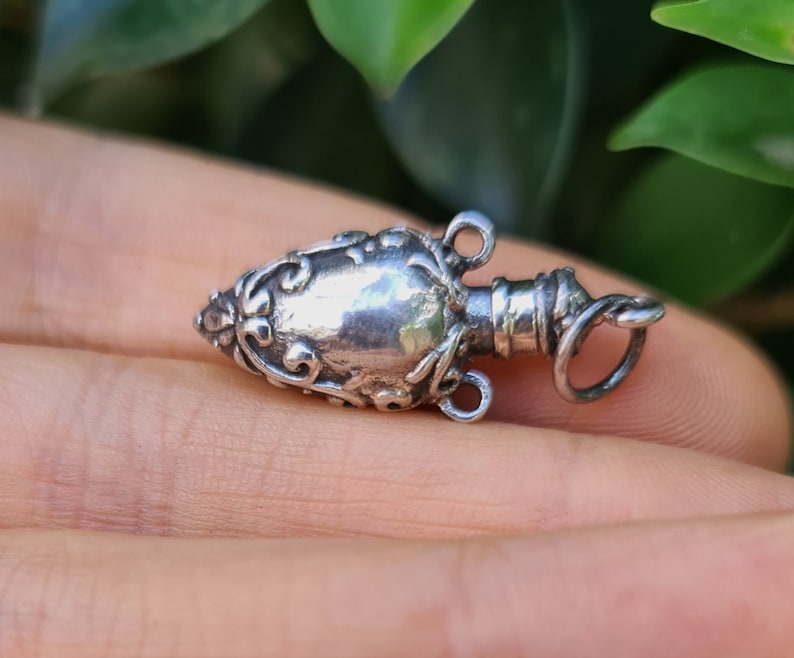 Perfume Bottle Pendant STERLING SILVER 925 Amphora Shape Locket Fragrance Perfume/Essential Oil 3D Locket/Pendant Minimalist Urn image 10