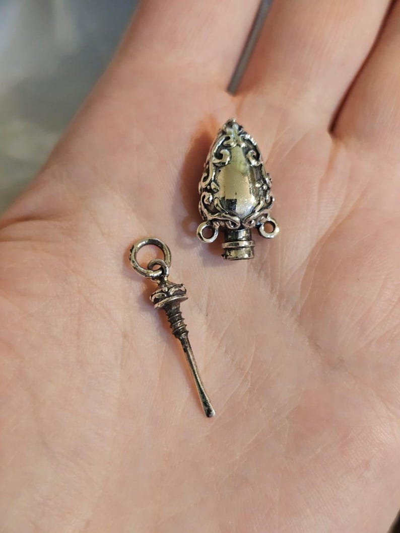 Perfume Bottle Pendant STERLING SILVER 925 Amphora Shape Locket Fragrance Perfume/Essential Oil 3D Locket/Pendant Minimalist Urn image 2