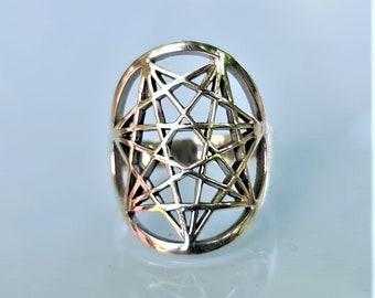 Metatron Cube Ring STERLING SILVER 925 Sacred Geometry Archangel Metatron Fruit of Life Spiritual Talisman Amulet