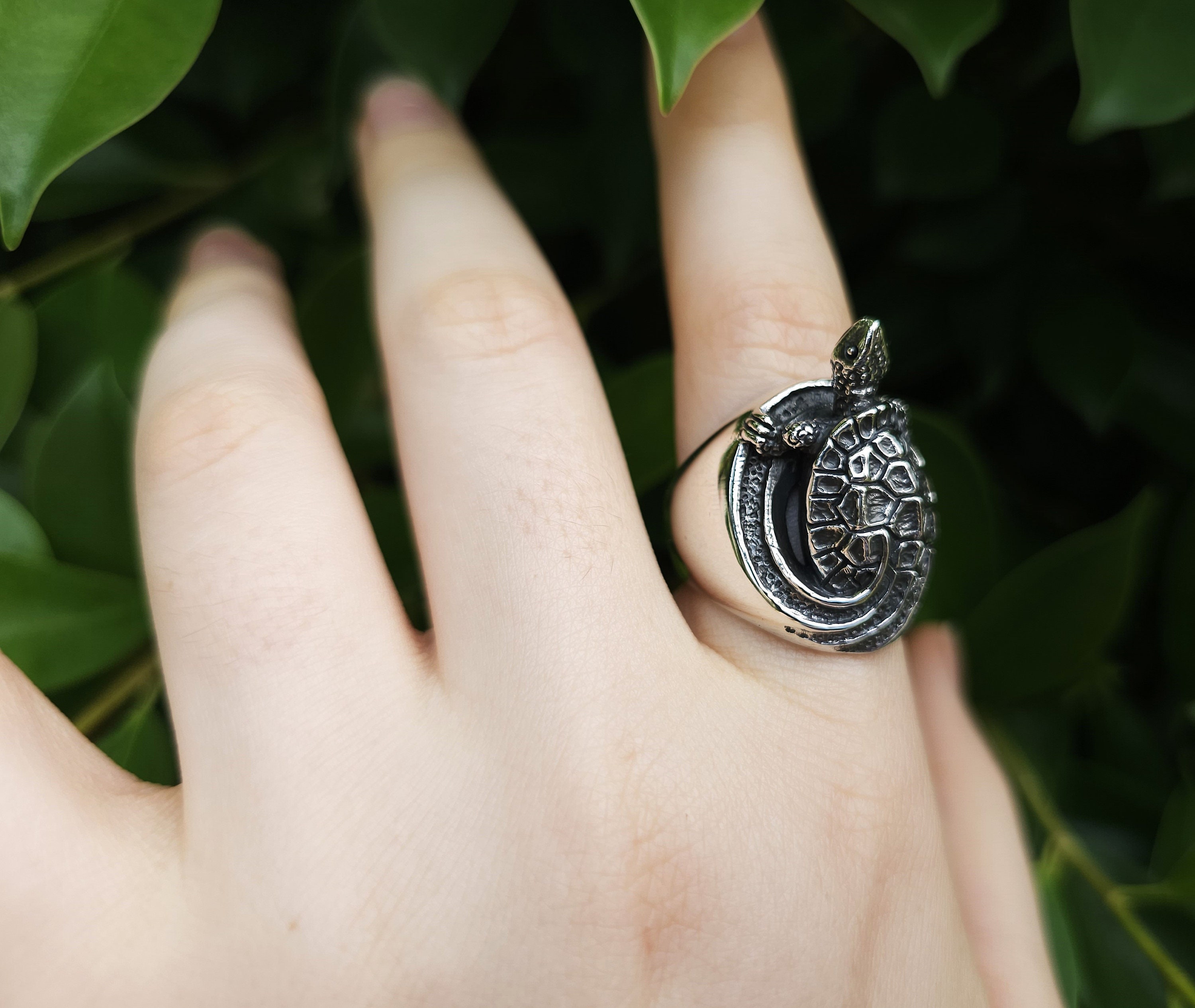 Large Turtle Ring STERLING SILVER 925 Tortoise Sea Turtle Ocean 