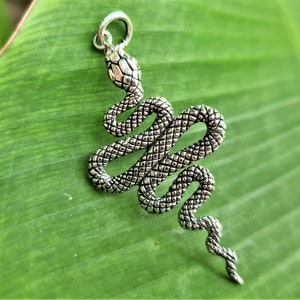 Schlange Anhänger 925 STERLING SILBER Kundalini Swirl Okkultes Heiliges Symbol Talisman Schutzamulett Exklusives Geschenk