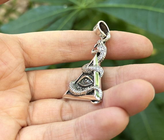 Vinani AAA-S - Ciondolo con Catena a Serpente con Occhio Egiziano di Ra Horus, Lucido, in Argento 925, Collana Italiana, Colore: AAA-S, Argento Sterling, Senza Pietra