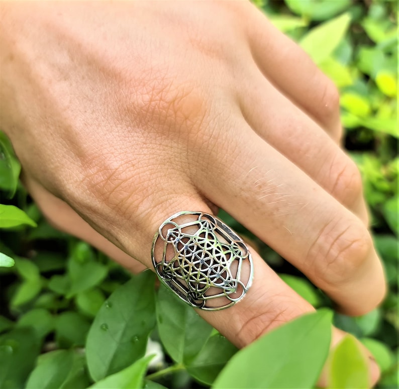 Metatron Cube Ring STERLING SILVER 925 Sacred Geometry Etsy