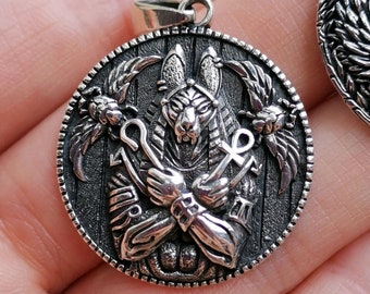 ANUBIS Pendant 925 Sterling Silver Egyptian God Jackal-headed Scarab Ankh Sacred Symbol Talisman Amulet Handmade