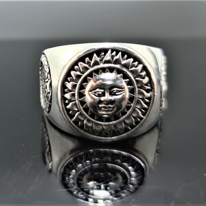 Sun God Ring STERLING SILVER 925 Ouroboros Vegvisir Runic Compass Celestial Divine Talisman Protective Amulet Sacred Symbol Divinity image 4