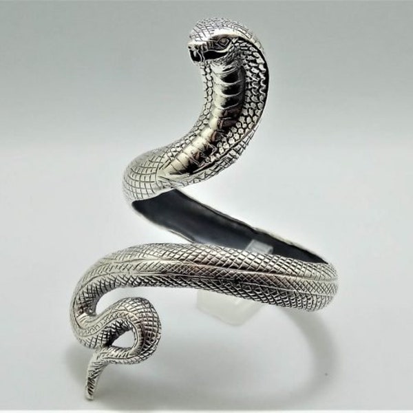 Cobra Snake Bracelet STERLING SILVER 925 Cuff Bracelet Cléopâtre Bijoux Bras Bracelet Talisman Amulette Bonne Chance Lourd 48 grammes Réglable