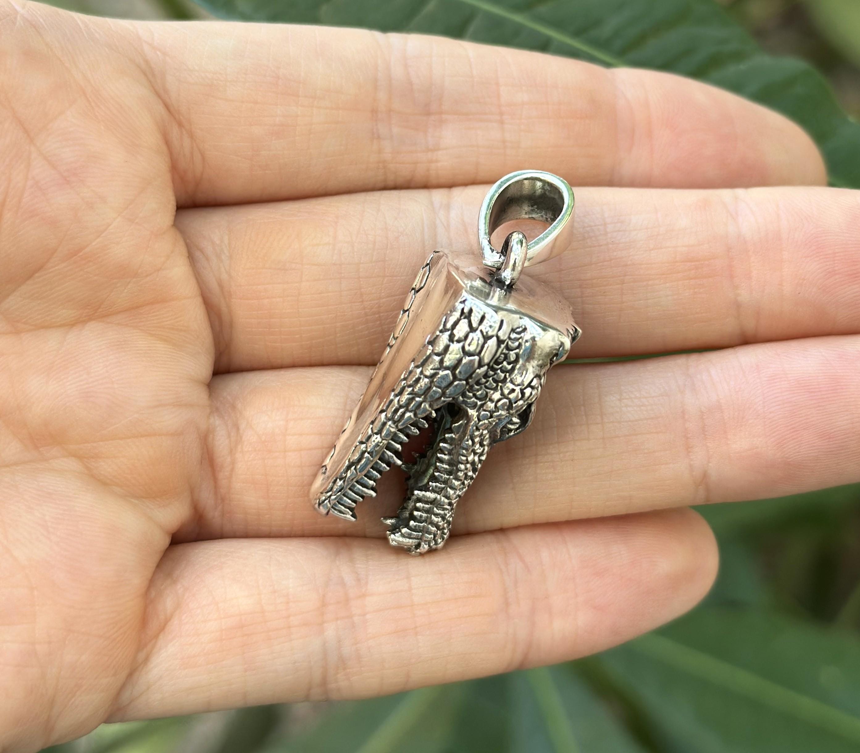 ネックレス Silver925 Crocodile head pendant top Crocodile Head Pendant STERLING SILVER 925 Alligator Teeth
