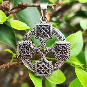Celtic Cross Pendant 925 STERLING SILVER Quaternary Celtic Knot Sacred Symbol Talisman Amulet