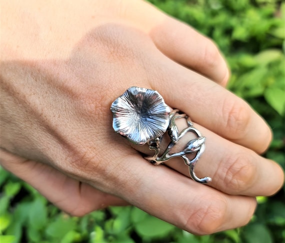 帽子 petunia-925orenge Flower Ring STERLING SILVER 925 Petunia Floral Exclusive