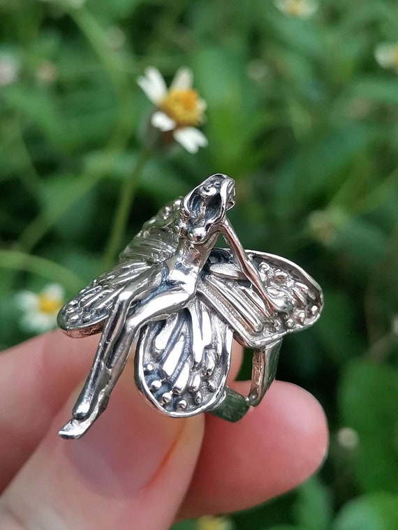 Fee Elfen Ring STERLING SILBER 925 Schmetterling Engel Flugel Exklusives Geschenk Etsy