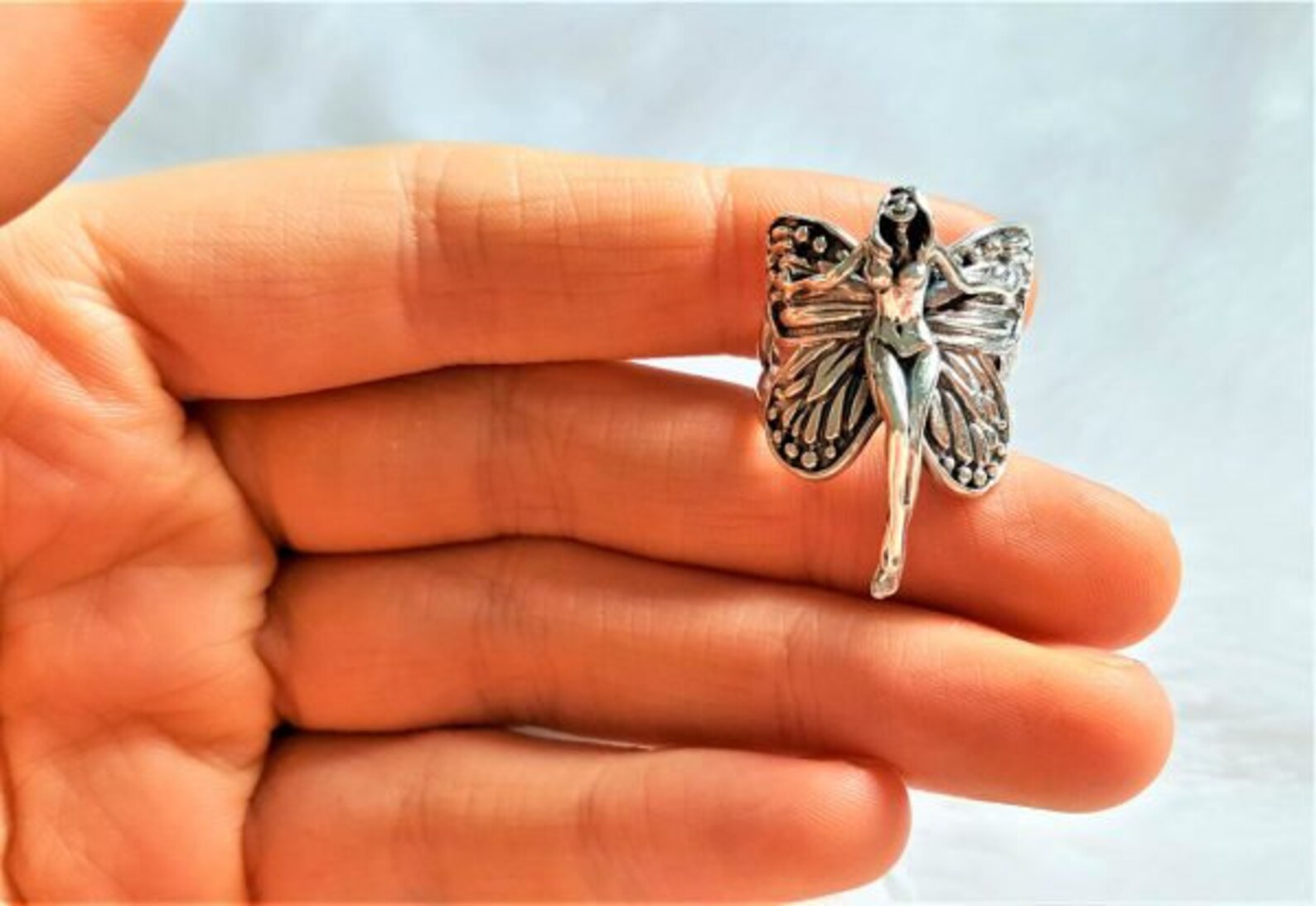Fairy Elf Ring STERLING SILVER 925 Butterfly Angel Wings Etsy