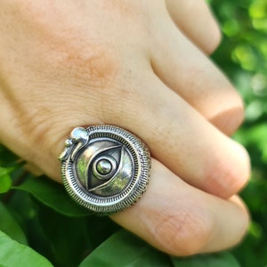 All Seeing Eye Ouroboros Ring STERLING SILVER 925 Snake Eating Tail Talisman Amulet Ancient Symbol Eye of Providence Heavy 20 grams image 10