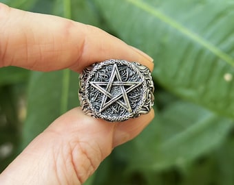 ペンタグラムリング 925スターリングシルバー ペンタクル 神聖な