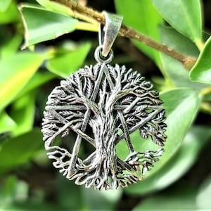 Pentagram Pendant 925 STERLING SILVER Tree of Life Pentacle Five Pointed Star Mystical Sacred Symbols Occult Talisman Protective Amulet