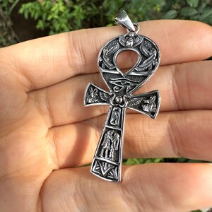 WithLoveSilver 925 Sterling Silver Egyptian Scarab Pendant With Ankh Bale - Anubis Design, 6.3 Grams