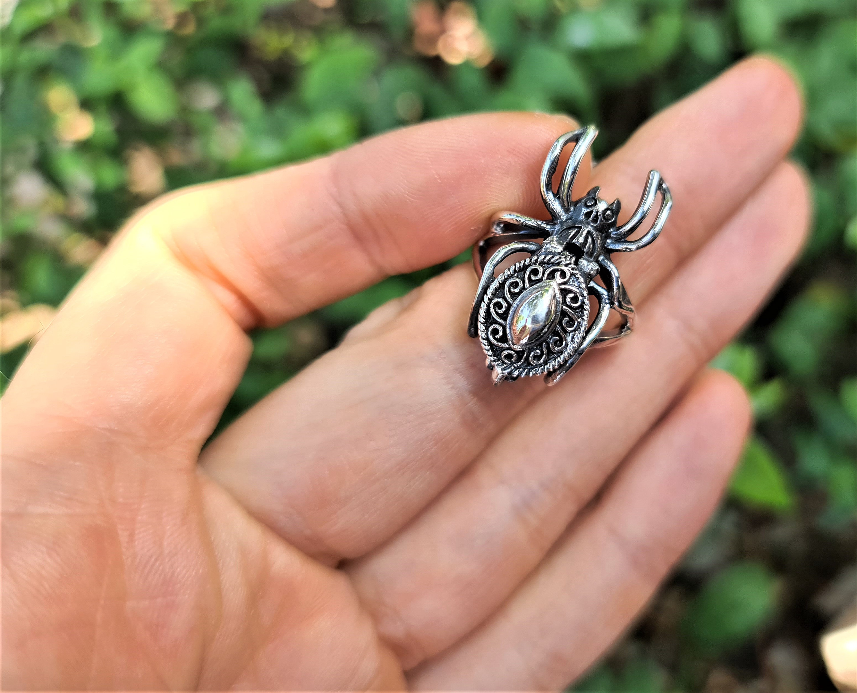 Spider Locket Ring 925 Sterling Silver Secret Compartment
