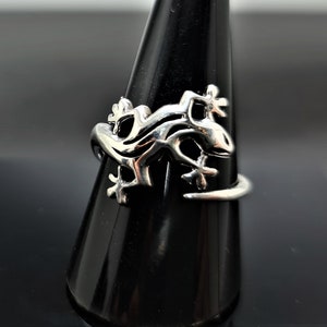 Lizard Ring STERLING SILVER 925 Gecko Lizard Handmade Animal Jewelry Gift Adjustable