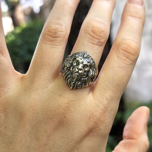 Lion Ring 925 STERLING SILVER Massive LION Head Royal Power Leo Lion King Royal Talisman image 10
