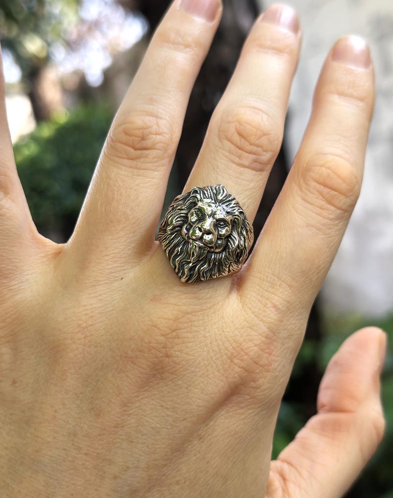 Lion Ring 925 STERLING SILVER Massive LION Head Royal Power Leo Lion King Royal Talisman image 10