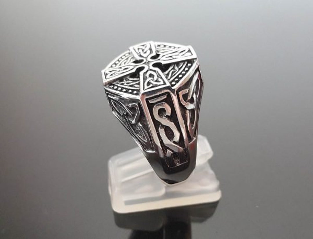 Celtic Knot Cross Ring 925 STERLING SILVER Nordic Ornament Protective ...