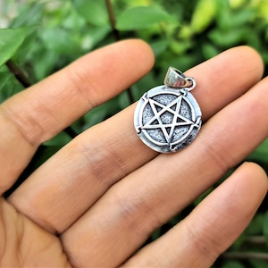 Pentagram Occult Pendant STERLING SILVER 925 Pentacle Wicca Talisman Amulet Sacred Symbol