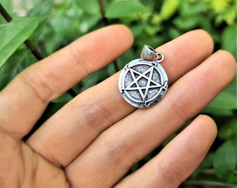 Pentagram Occult Pendant STERLING SILVER 925 Pentacle Wicca Talisman Amulet Sacred Symbol