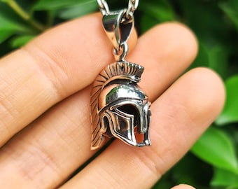 Gladiator Helmet Pendant STERLING SILVER 925 3D Warrior Soldier Helmet Spartan Roman Martial Art Talisman