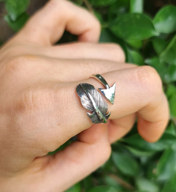 silver925 native American feather ring
