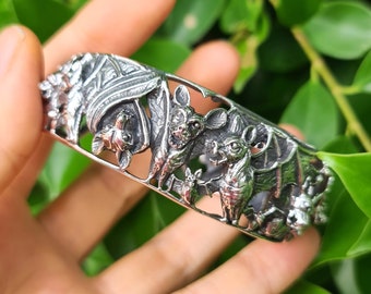 Bat Bracelet 925 Sterling Silver Bat Cuff Vampire Goth Rock Biker Exclusive Design Adjustable 46 Grams
