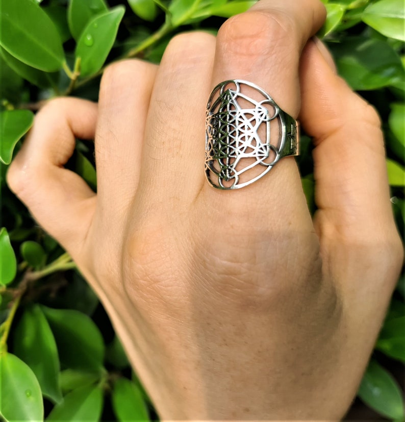 Bague Cube De Métatron – Protection Et élévation Spirituelle – Neuf Avec étiquettes – Bonheur De Lune