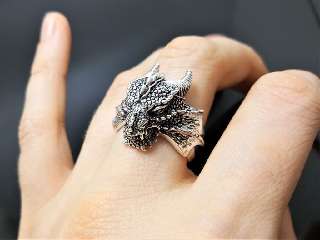 Celtic Dragon Ring Sterling Silver 925 Medieval Dragon Draco Etsy UK