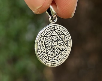 Colgante Sello de los Siete Arcángeles PLATA DE LEY 925 Guía Angélica Talismán Esotérico Oculto Hermes Trimegisto Protección Espiritual