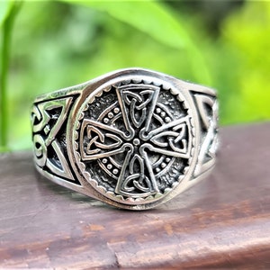 Celtic Cross Ring 925 Sterling Silver Trinity Celtic Knot Sacred Symbol ...