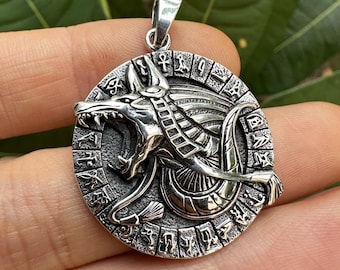 ANUBIS Pendant 925 Sterling Silver Egyptian God Jackal-headed Scarab Snake Ankh Sacred Symbol Talisman Amulet Handmade