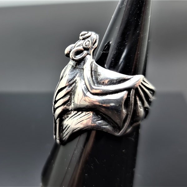 Bat Ring 925 Sterling Silver Vampiro Gótico Rock Biker Diseño Único Exclusivo