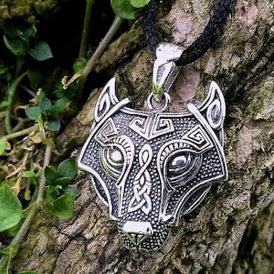 Fenrir Wolf Pendant STERLING SILVER 925 Celtic Amulet Viking Jewelry Scandinavian Talisman