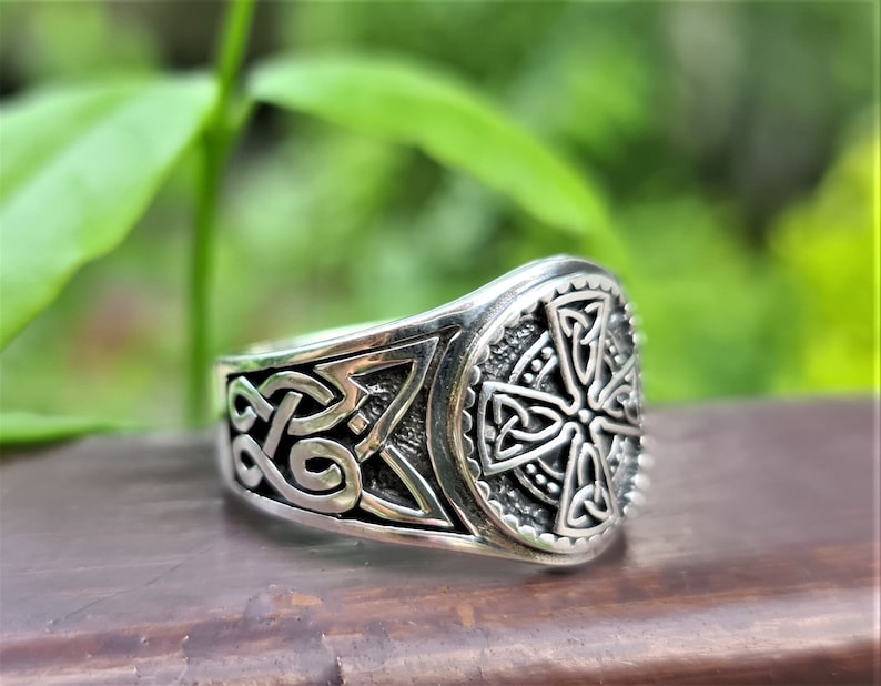 Celtic Cross Ring 925 Sterling Silver Trinity Celtic Knot Sacred Symbol ...