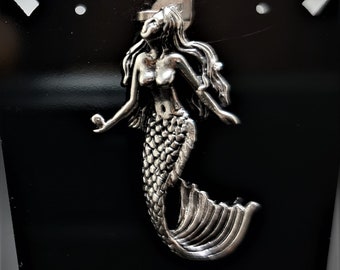 Mermaid Pendant STERLING SILVER 925 Siren Ocean Creature Unique Silver Charm Gift Nautical Beach Good luck Beach