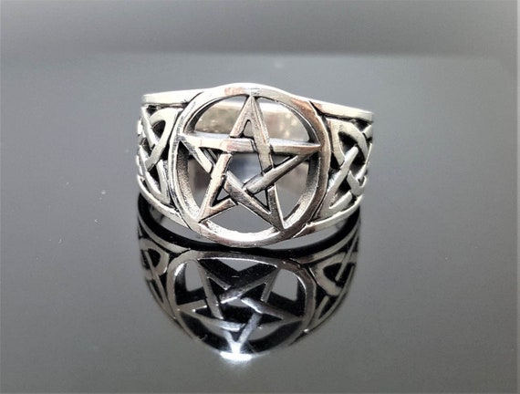 Pentagram Ring 925 Sterling Silver Star Pentacle Sacred Symbols 5