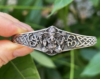 手作りの925スターリングシルバー製ガネーシャブレスレット 
