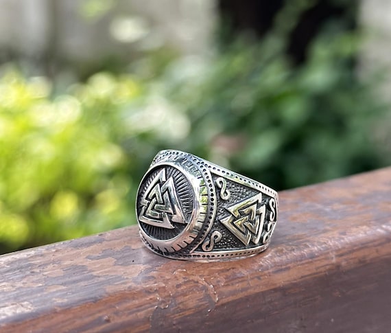 Valknut Ring STERLING SILVER 925 Viking Runic Odin Sacred Symbols