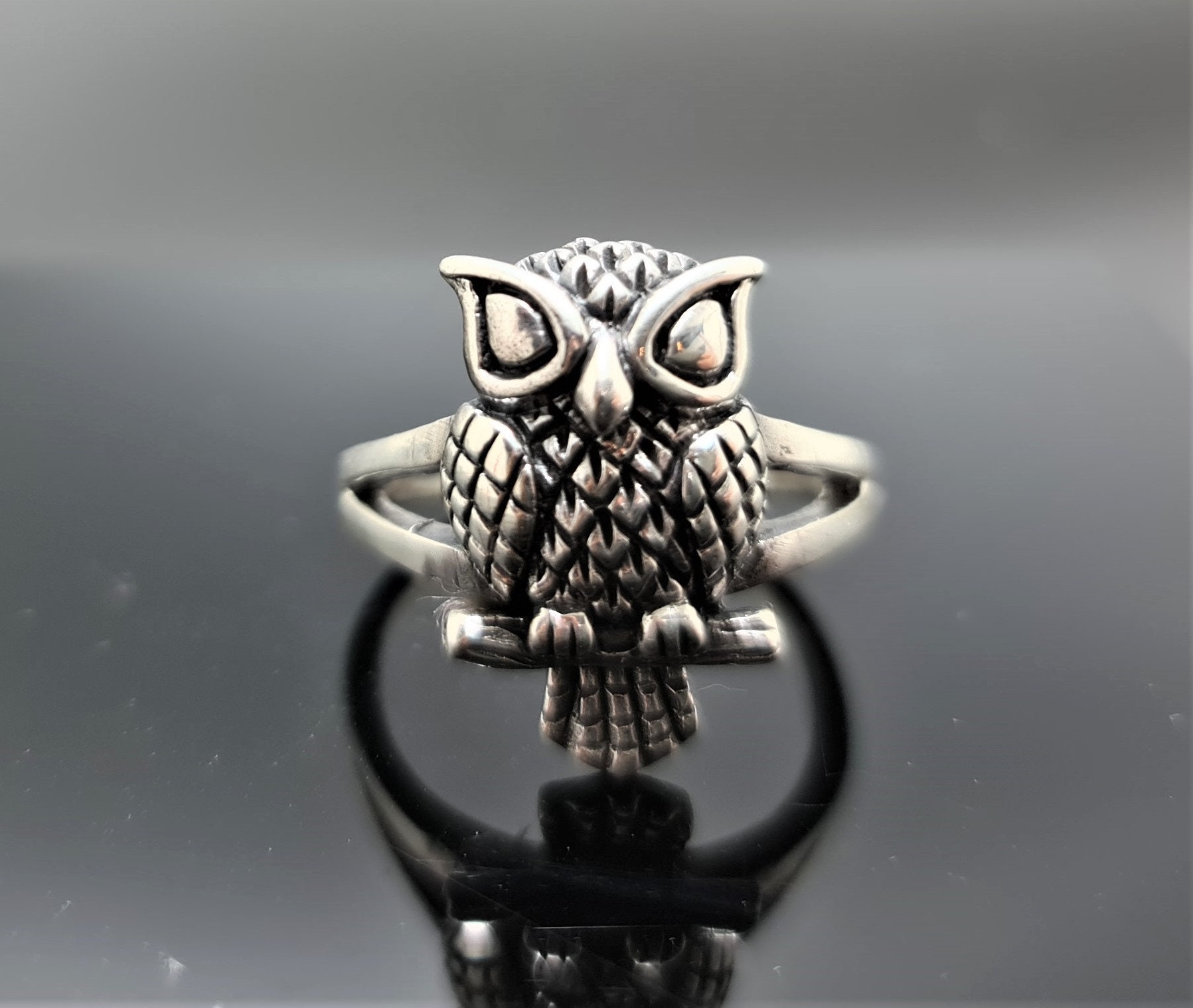 Owl Ring STERLING SILVER 925 Symbol of Wisdom Talisman Amulet Etsy