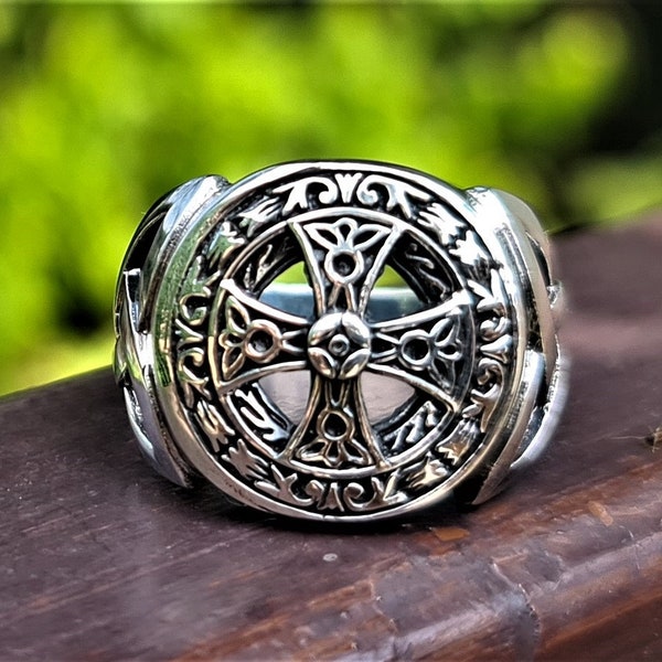 Celtic Cross STERLING SILVER 925 Celtic Knot Sacred Symbol Talisman Protective Amulet Floral Ornament
