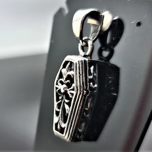 Gothic Cross Coffin Locket Pendant STERLING SILVER 925 Skeleton in Coffin Rock Punk Goth Exclusive Design Gift