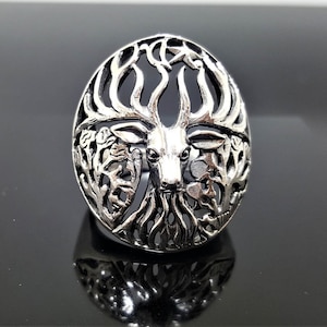 Deer Ring STERLING SILVER 925 Antler Totem Animal Unique Exclusive Gift