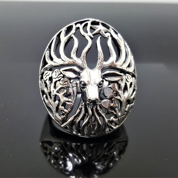 Deer Ring STERLING SILVER 925 Antler Totem Animal Unique Cadeau exclusif