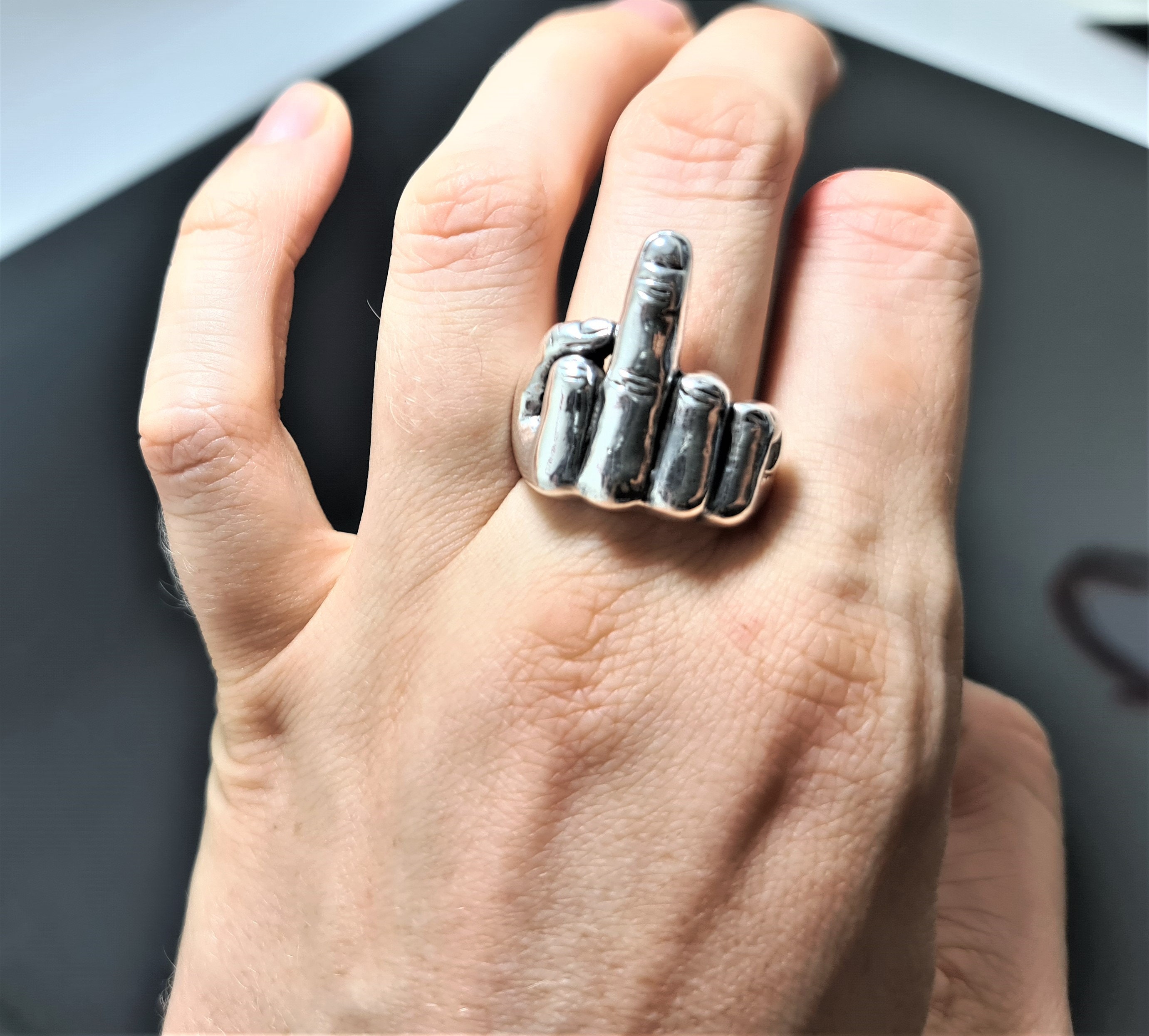 2pcs Mens Biker Rings, Middle Finger Rings, Cute Funny Hip Hop Punk Rings  Middle Finger Rings Women Rings | Fruugo DE